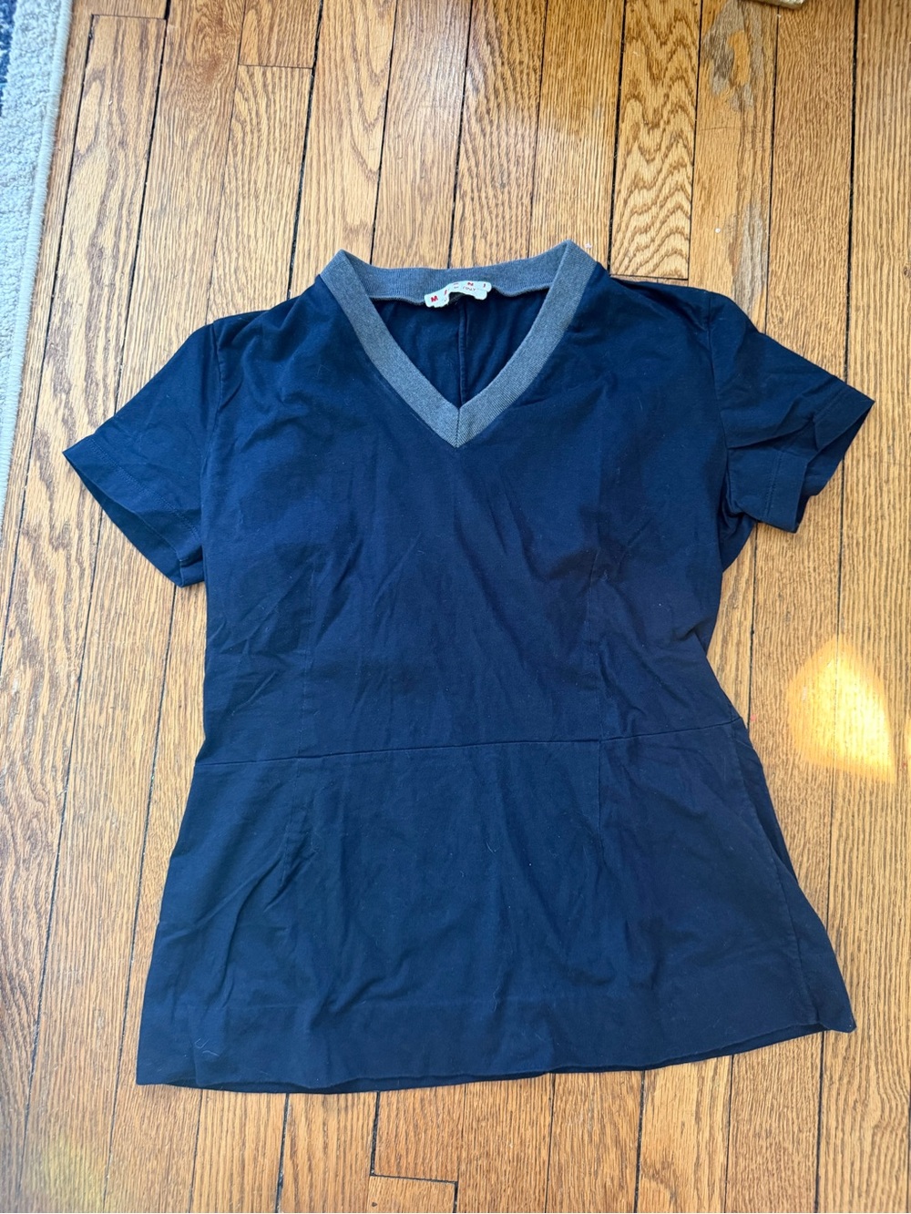 Marni Navy V-Neck Short Sleeve Top - Size XS